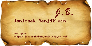 Janicsek Benjámin névjegykártya