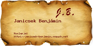 Janicsek Benjámin névjegykártya